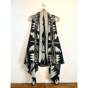 Pendleton Style Black and Gray Long Sweater Vest, M/L